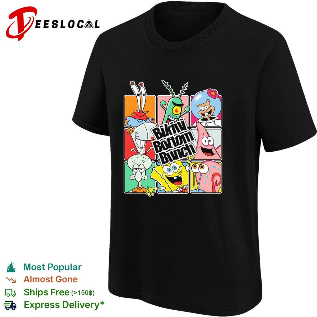 Bikini Bottom Bunch SpongeBob Patrick Squidward Mr Krabs Plankton Sandy shirt Unisex