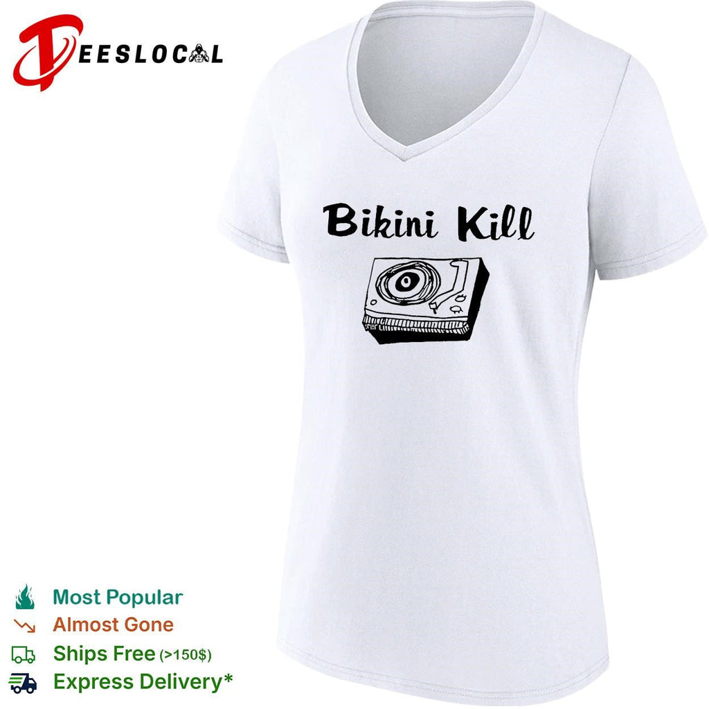 Bikini Kill Record Player Music Band Logo Print Essential Music Fan cotton shirt Unisex