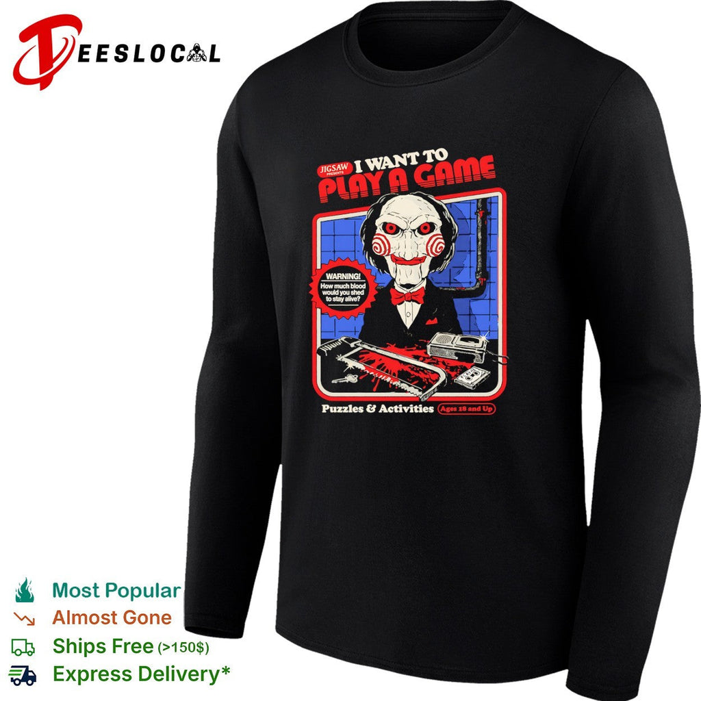 Billy the Puppet Saw I Want to Play a Game Puzzles and Activities Horror Movie shirt Unisex