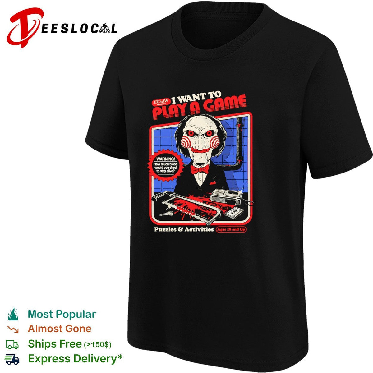 Billy the Puppet Saw I Want to Play a Game Puzzles and Activities Horror Movie shirt Unisex