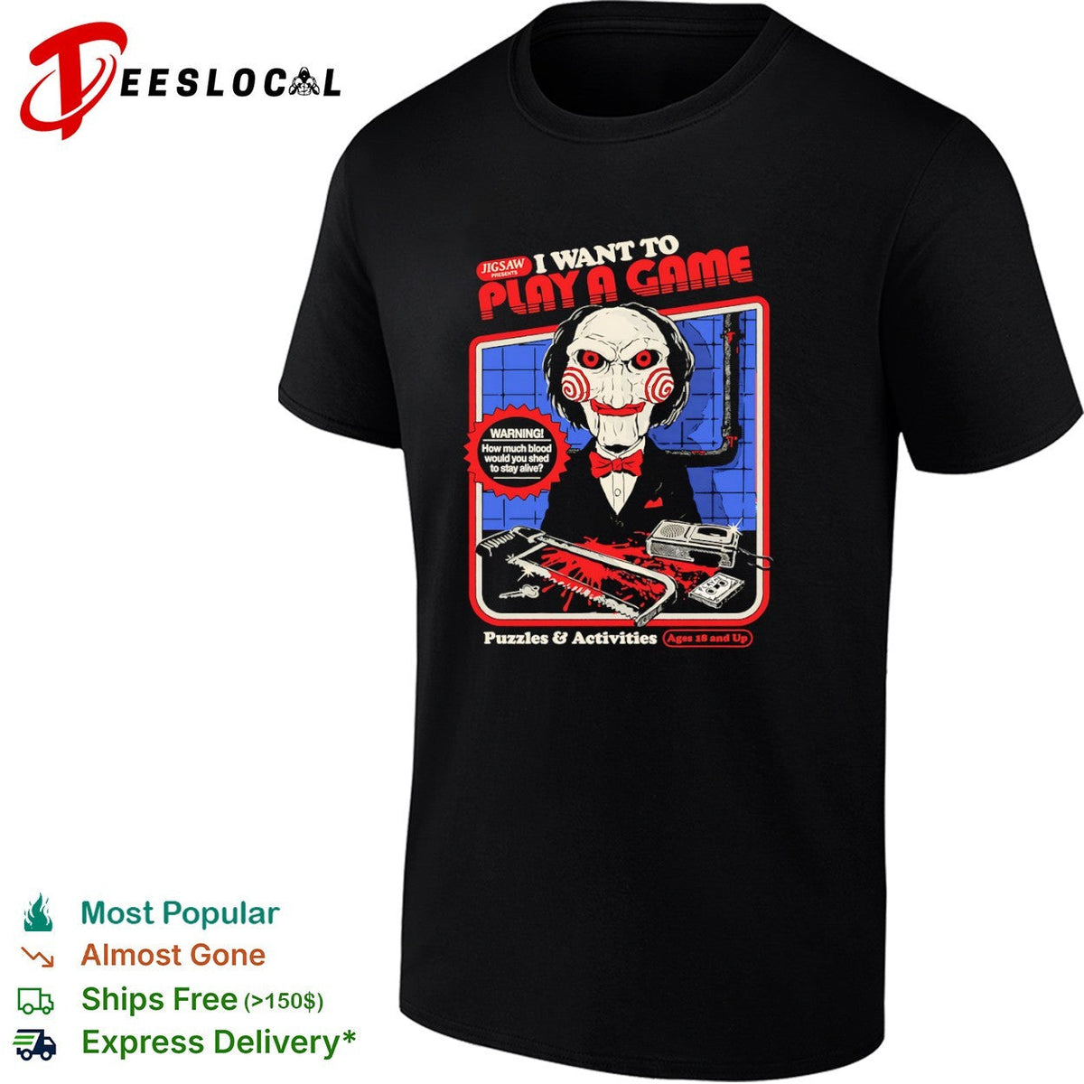 Billy the Puppet Saw I Want to Play a Game Puzzles and Activities Horror Movie shirt Unisex