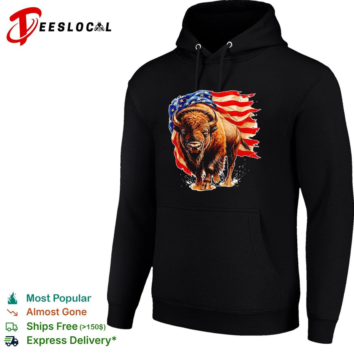 Bison American flag shirt Unisex