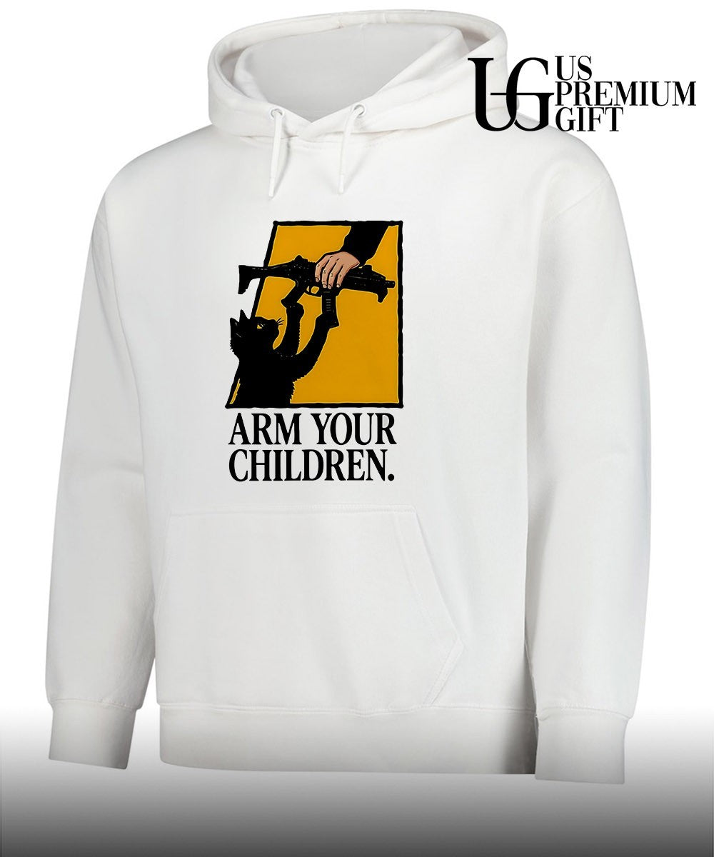 Black Cat Arm your Children claim gun humor shirt Unisex