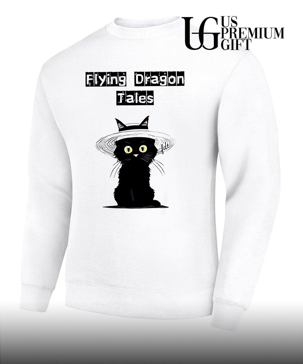 Black Cat hat flying Dragon tales shirt Unisex