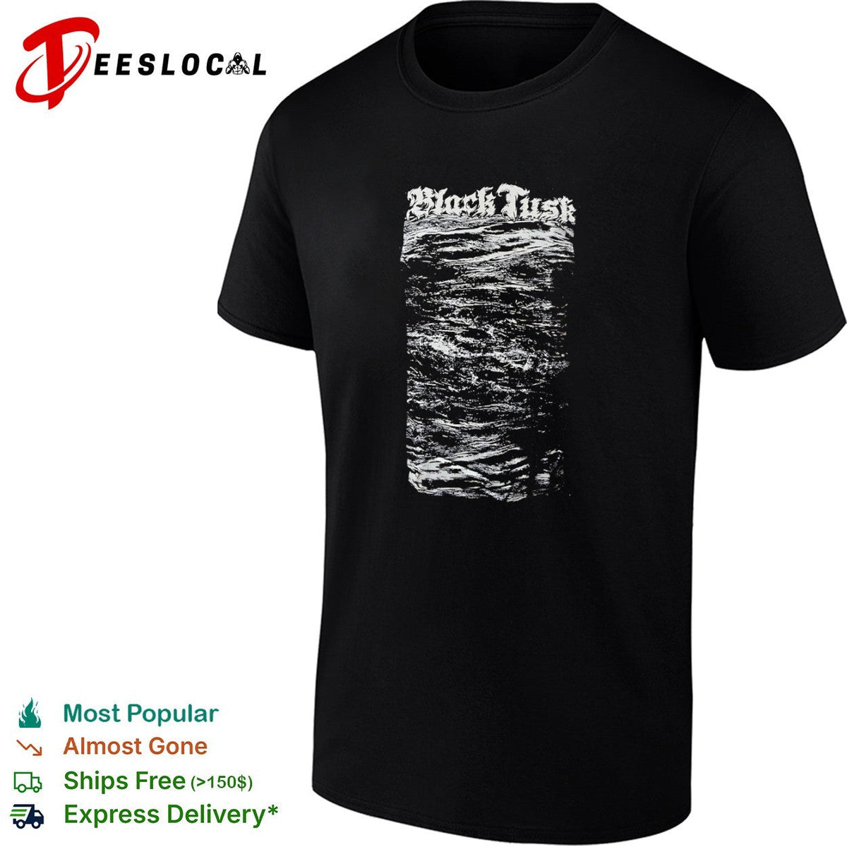 Black Tusk Band Logo and Abstract Wave Texture Heavy Metal Music shirt Unisex