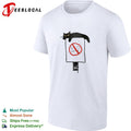 Black cat lounging on no cats allowed sign humor shirt Unisex