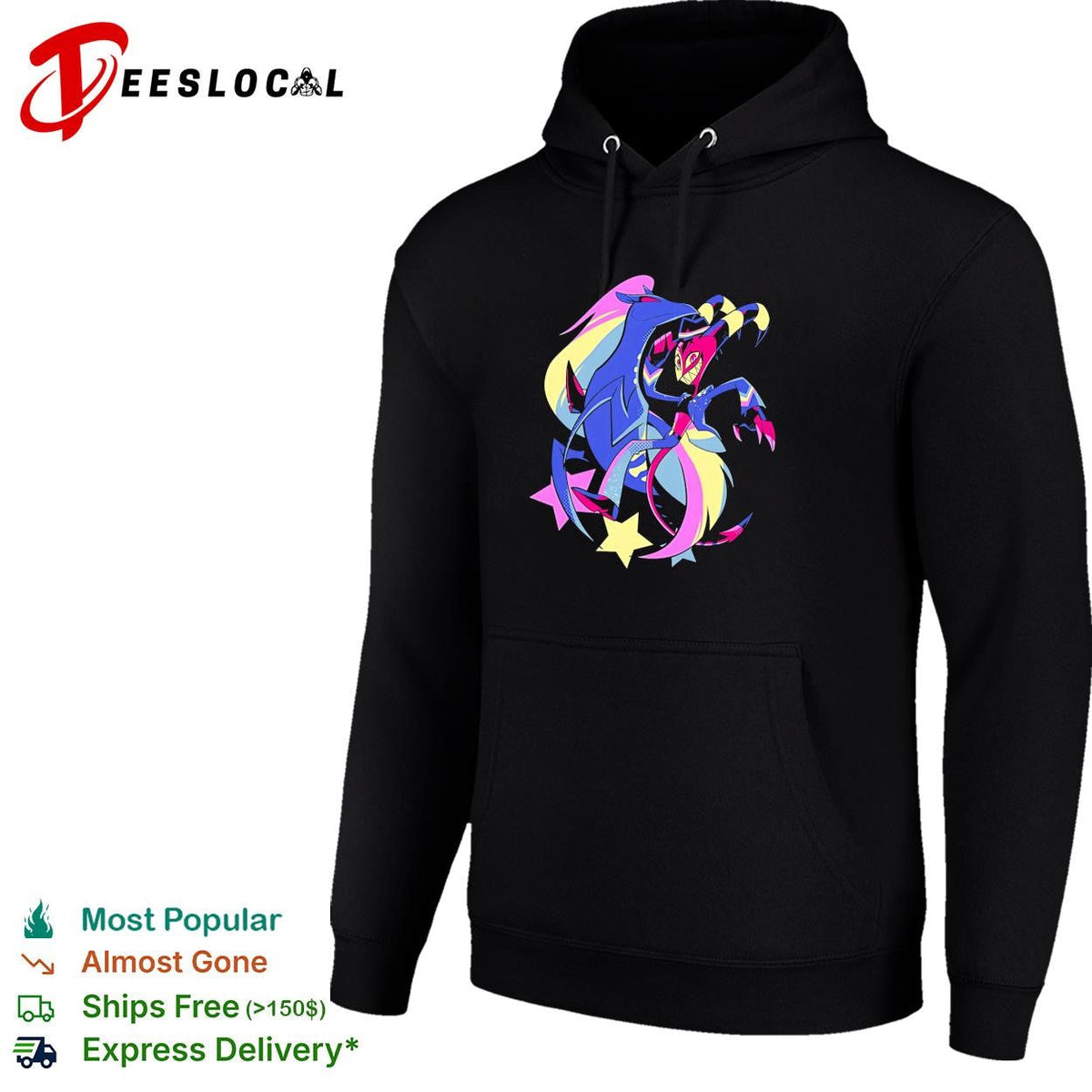 Blitz and Stolas Helluva Boss neon aesthetic stars vibrant fan art shirt Unisex