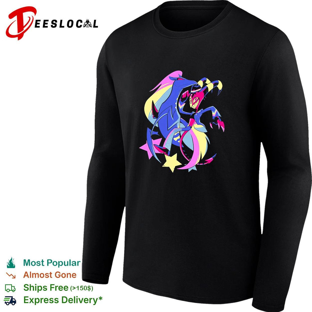 Blitz and Stolas Helluva Boss neon aesthetic stars vibrant fan art shirt Unisex