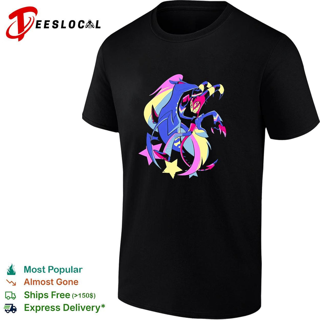 Blitz and Stolas Helluva Boss neon aesthetic stars vibrant fan art shirt Unisex