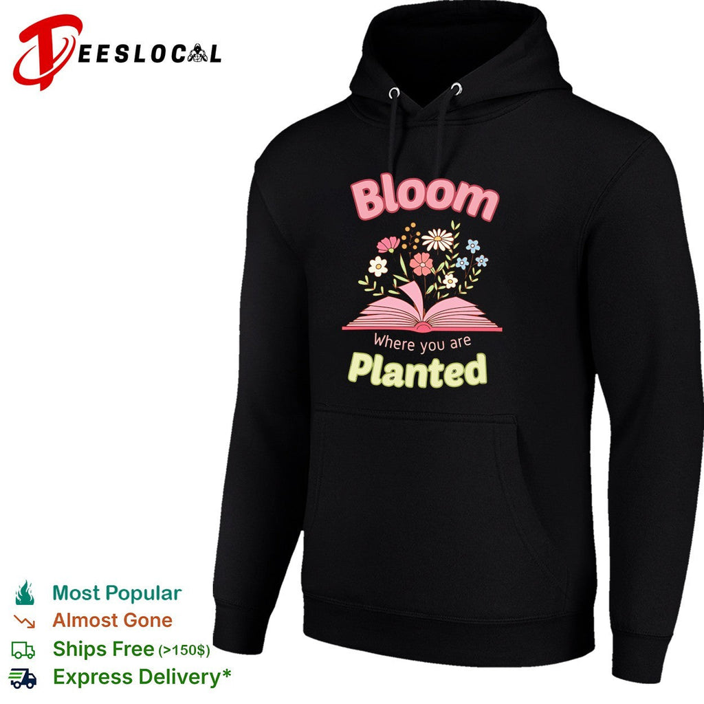 Bloom where you are planted floral open book inspiration shirt Unisex