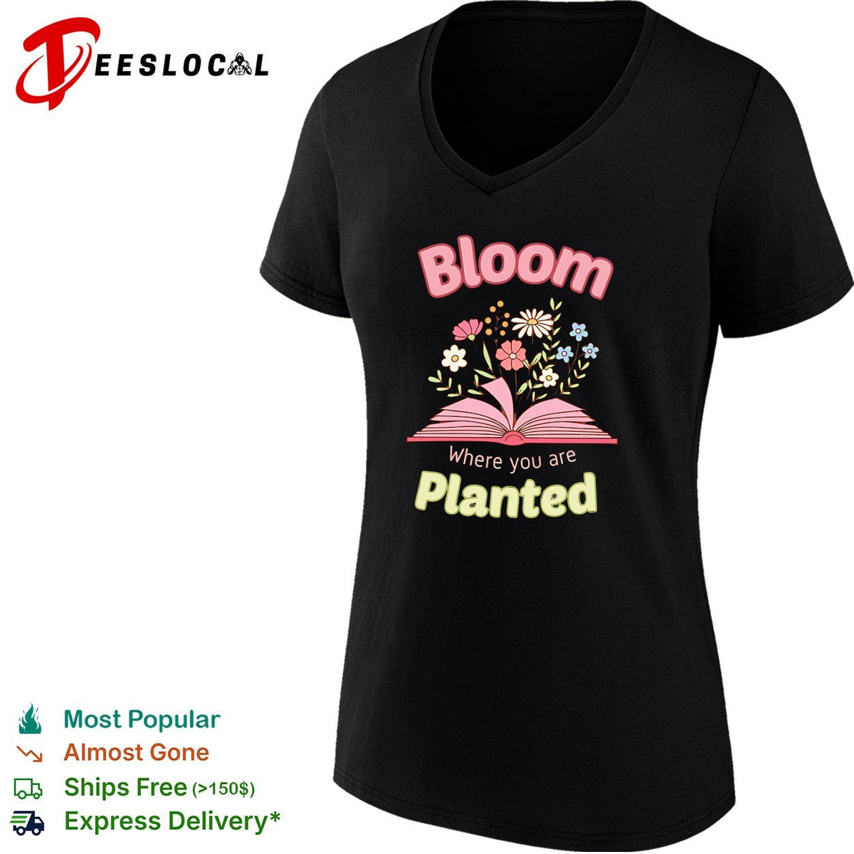 Bloom where you are planted floral open book inspiration shirt Unisex