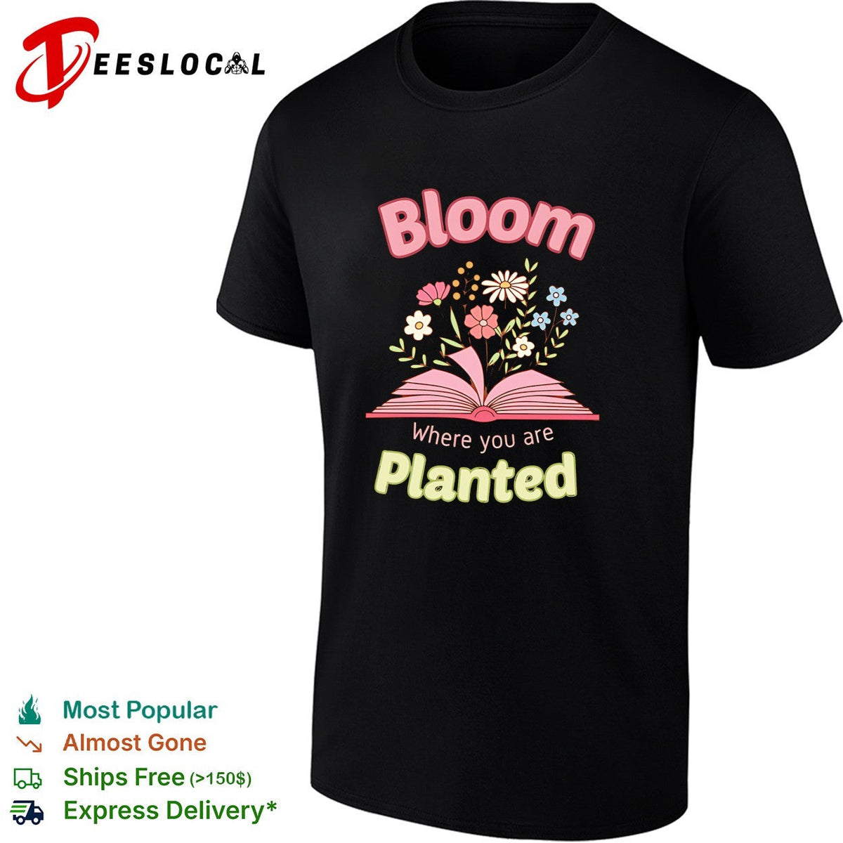 Bloom where you are planted floral open book inspiration shirt Unisex