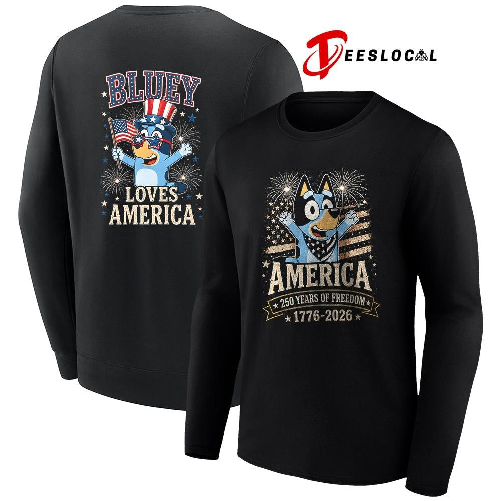 Blue Dog America 250 years of freedom loves America shirt Unisex