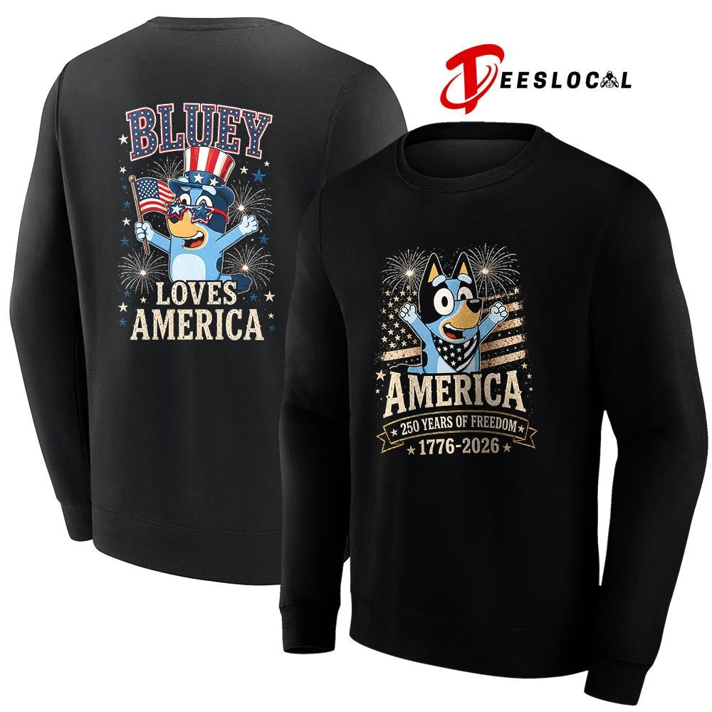 Blue Dog America 250 years of freedom loves America shirt Unisex