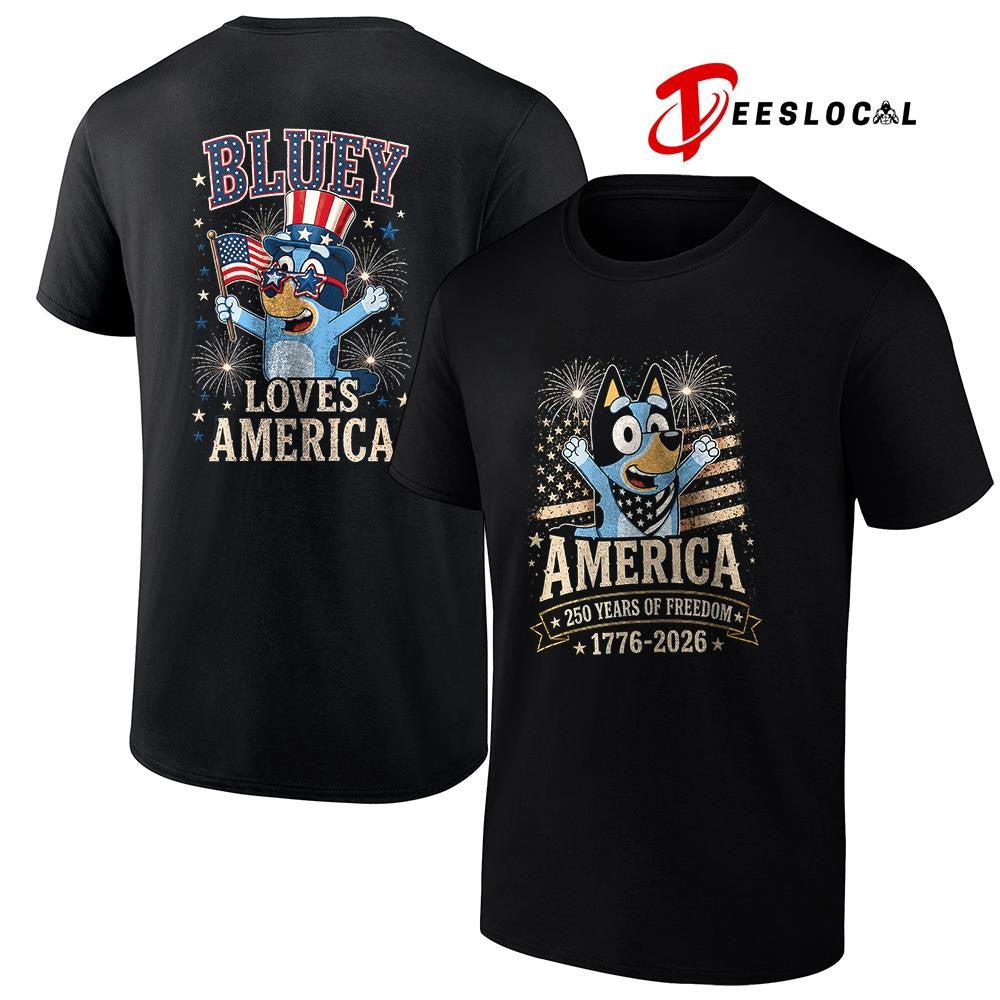 Blue Dog America 250 years of freedom loves America shirt Unisex