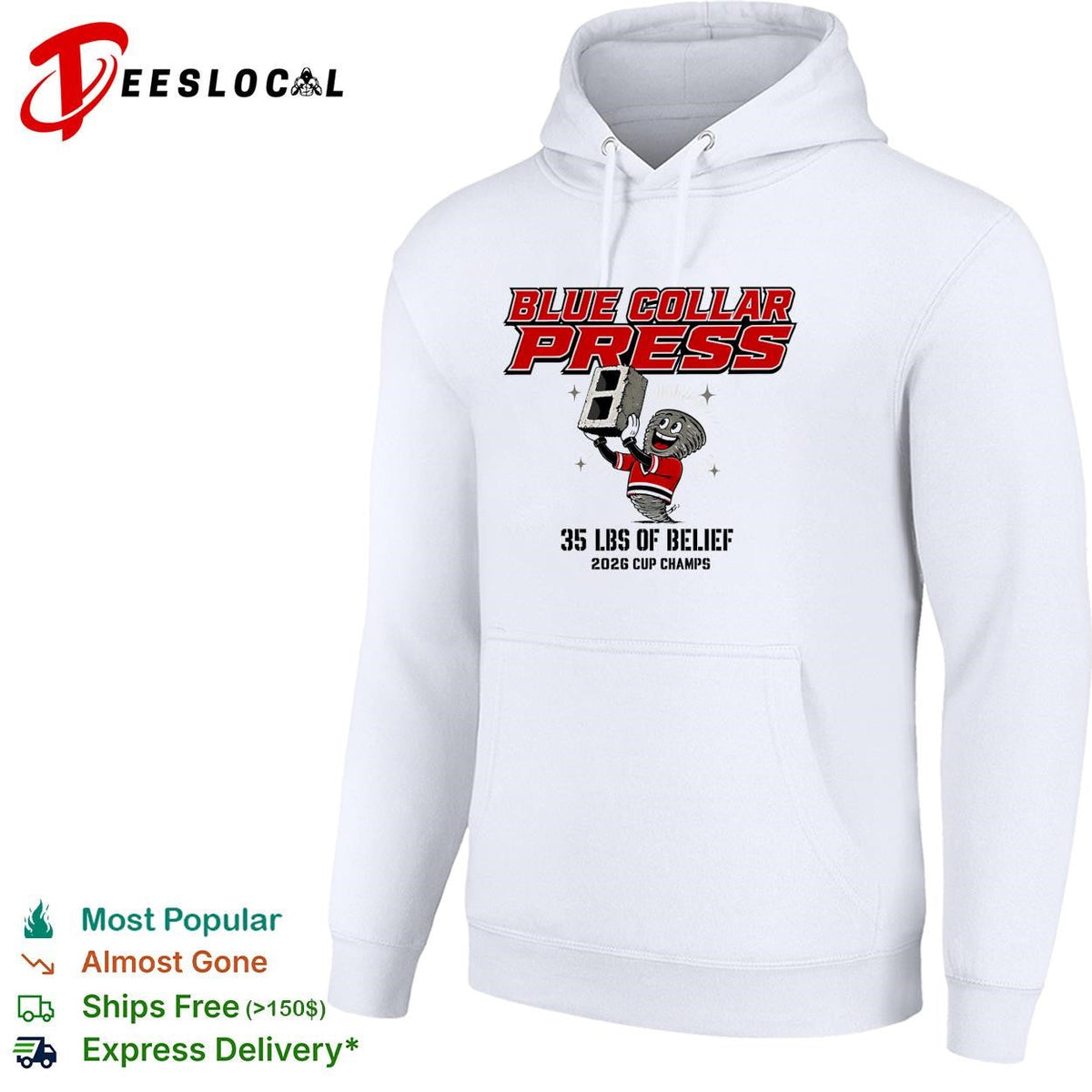 Blue collar press 35 lbs of belief 2026 cup champs cinder block mascot shirt Unisex