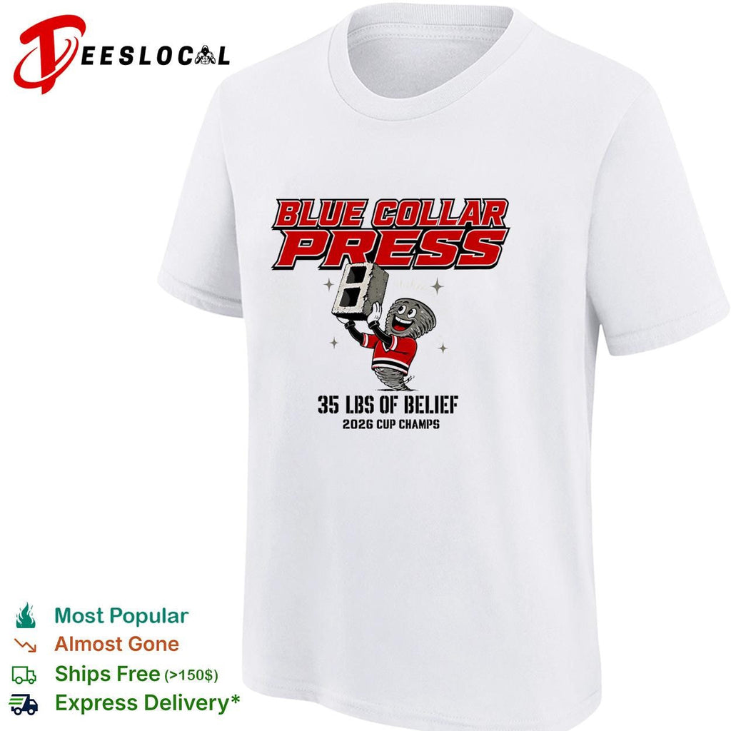 Blue collar press 35 lbs of belief 2026 cup champs cinder block mascot shirt Unisex