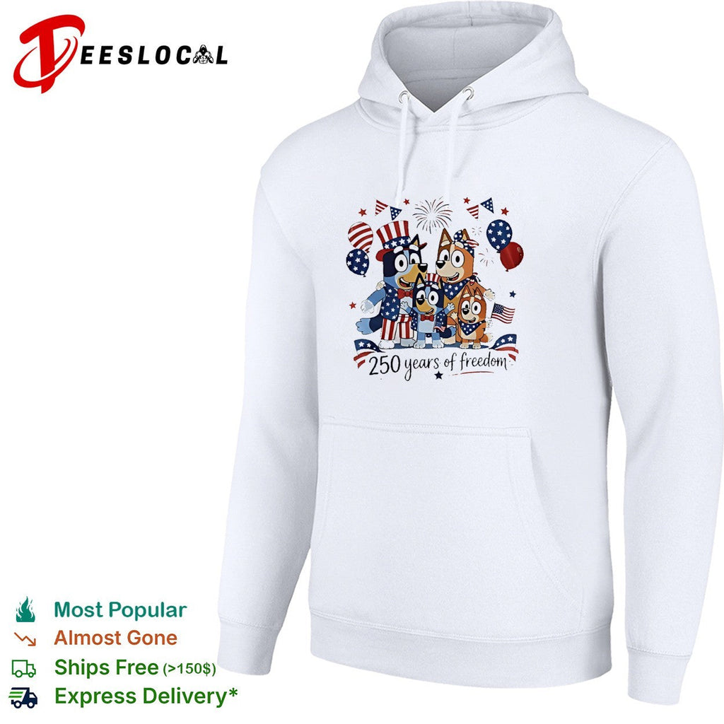 Bluey family patriotic 250 years of freedom Uncle Sam hat and balloons shirt Unisex