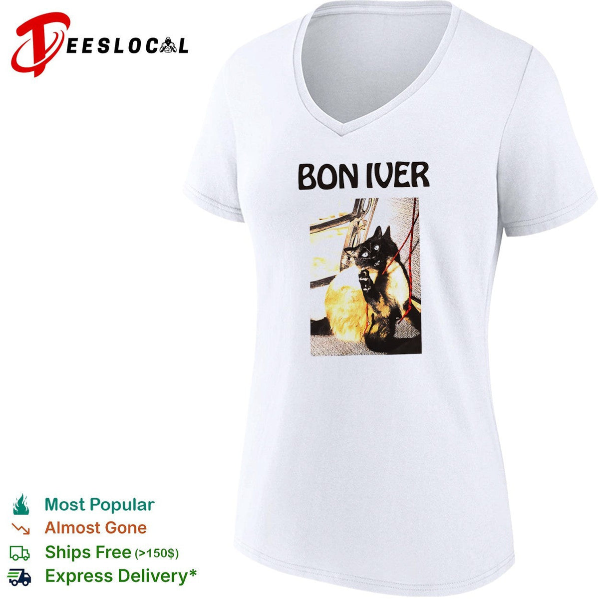 Bon Iver Cat Graphic shirt Unisex