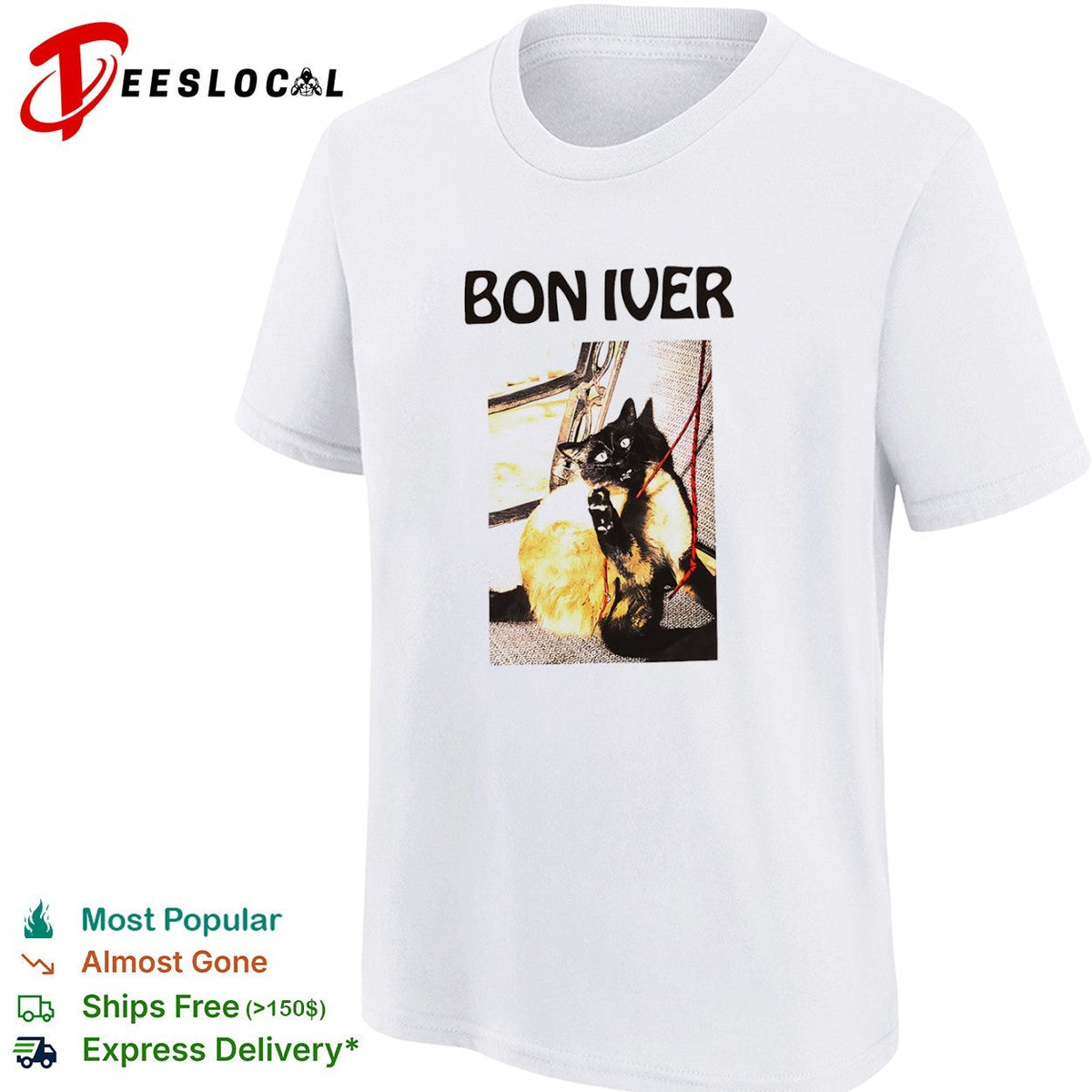 Bon Iver Cat Graphic shirt Unisex