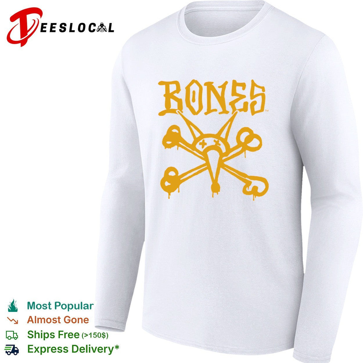 Bones skate brand logo with rat skull shirt Unisex