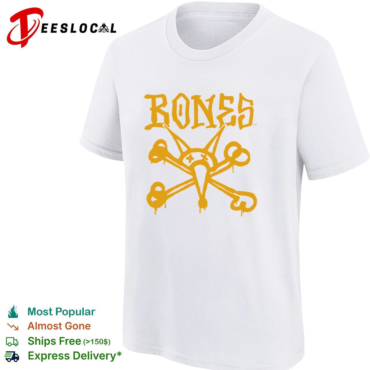 Bones skate brand logo with rat skull shirt Unisex