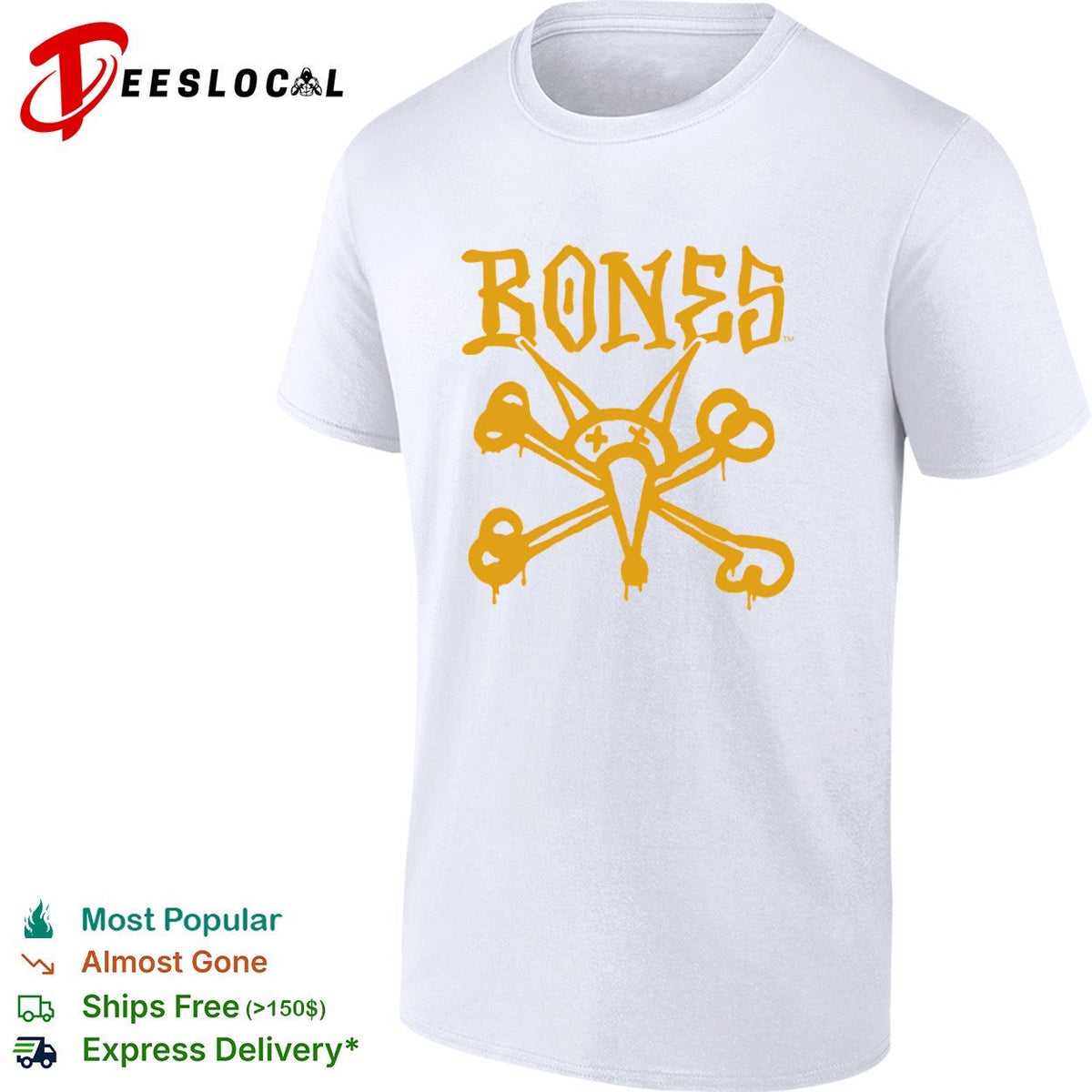 Bones skate brand logo with rat skull shirt Unisex