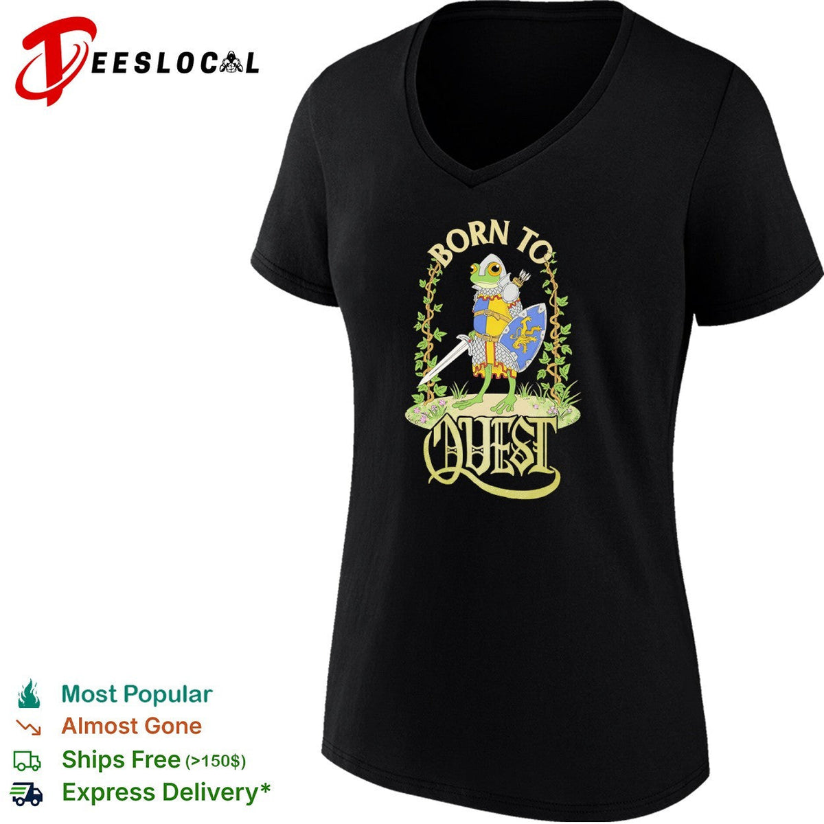 Born to Quest Frog Knight Fantasy Medieval Warrior Medieval Fantasy Action shirt Unisex