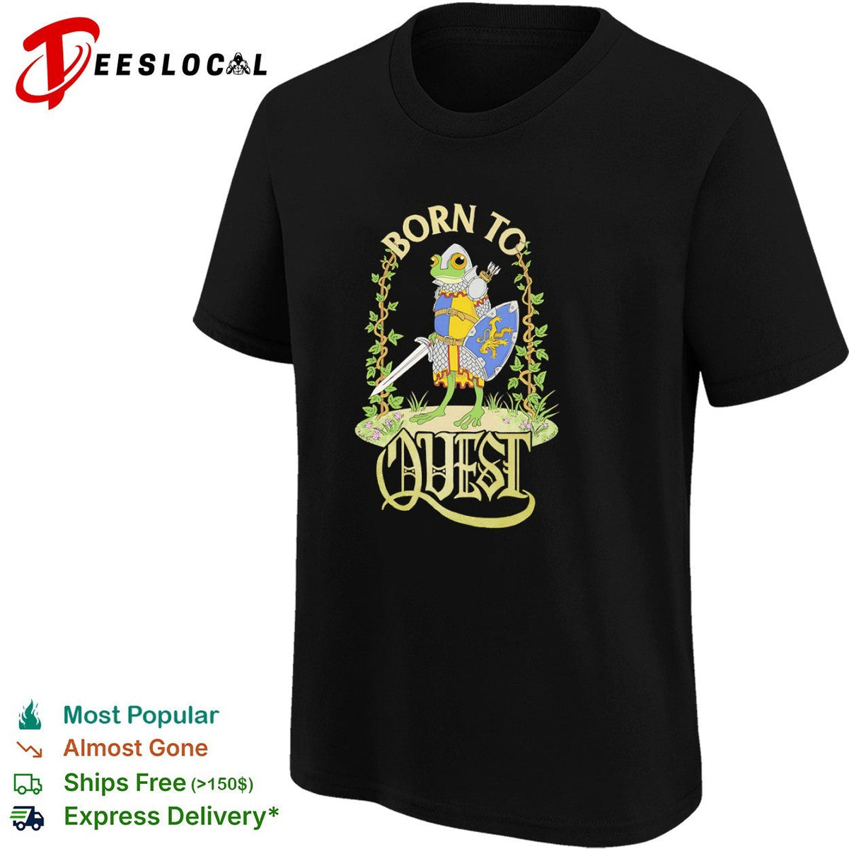 Born to Quest Frog Knight Fantasy Medieval Warrior Medieval Fantasy Action shirt Unisex