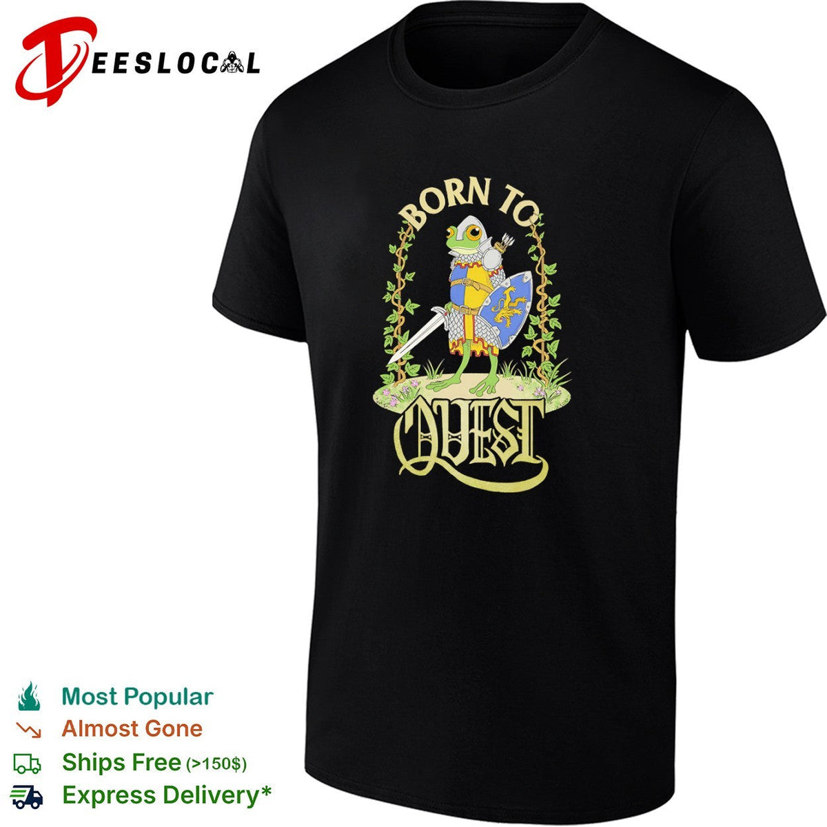 Born to Quest Frog Knight Fantasy Medieval Warrior Medieval Fantasy Action shirt Unisex