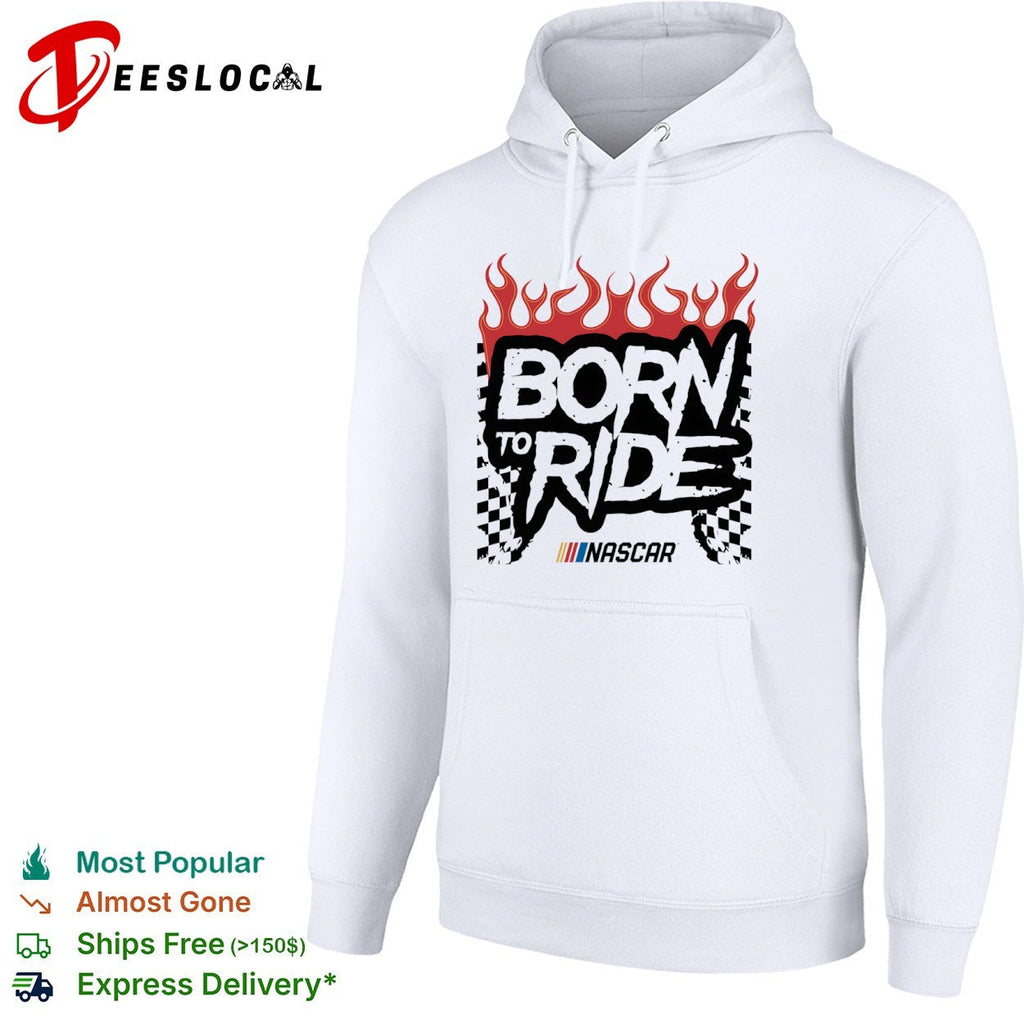 Born to Ride NASCAR Flames Checkered Flag shirt Unisex