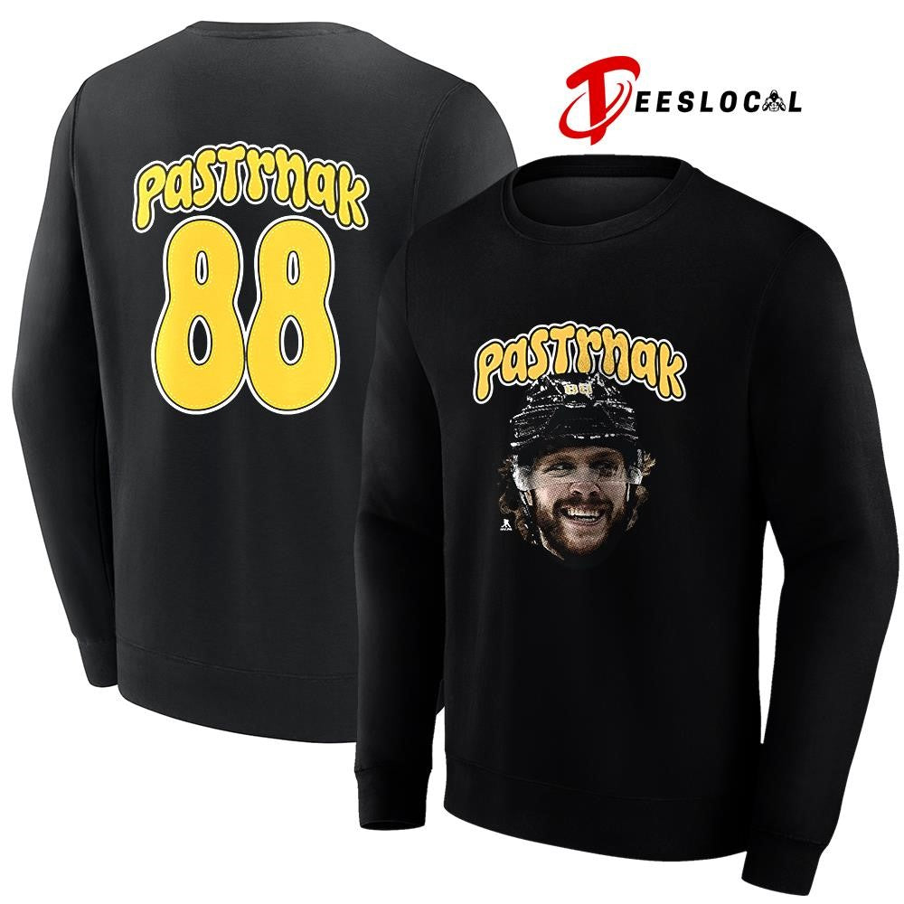 Boston Bruins David Pastrnak portrait name and number shirt Unisex