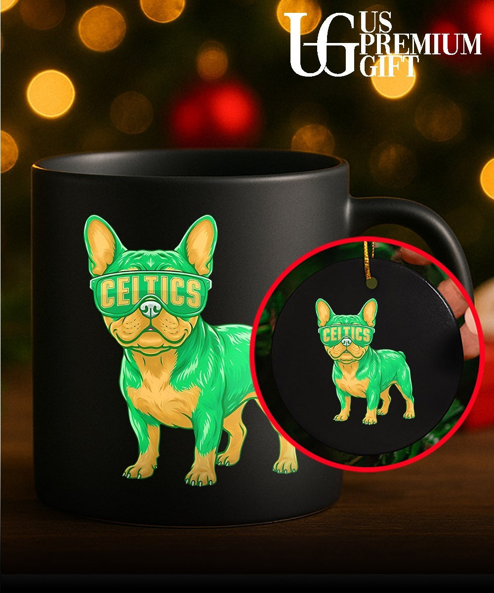 Boston Celtics French Bulldog cartoon shirt Unisex