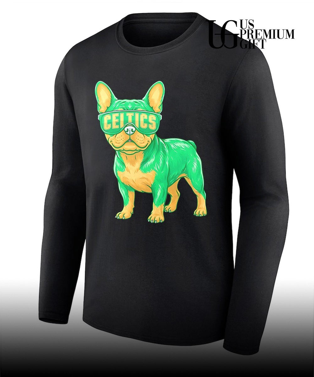 Boston Celtics French Bulldog cartoon shirt Unisex