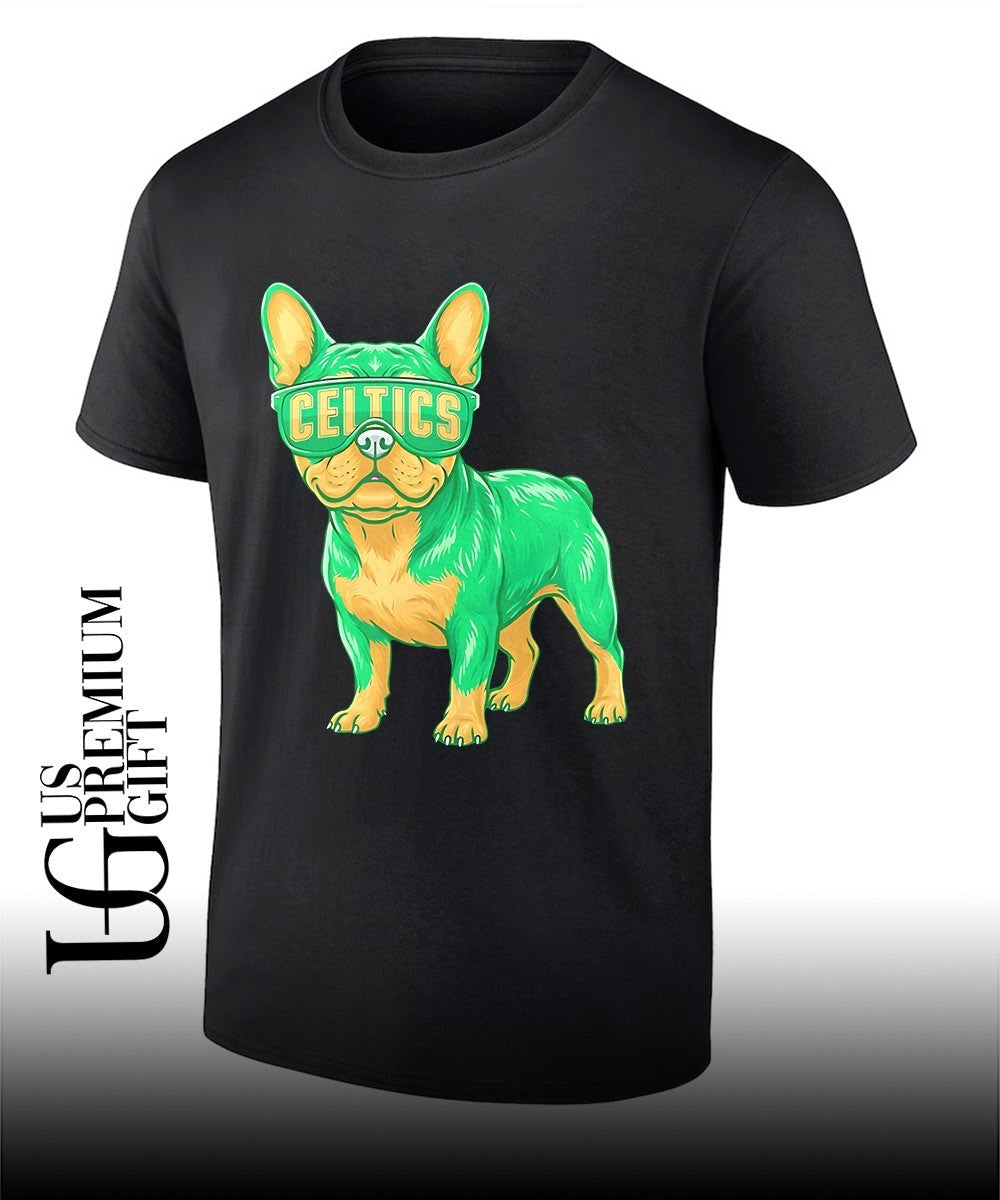 Boston Celtics French Bulldog cartoon shirt Unisex