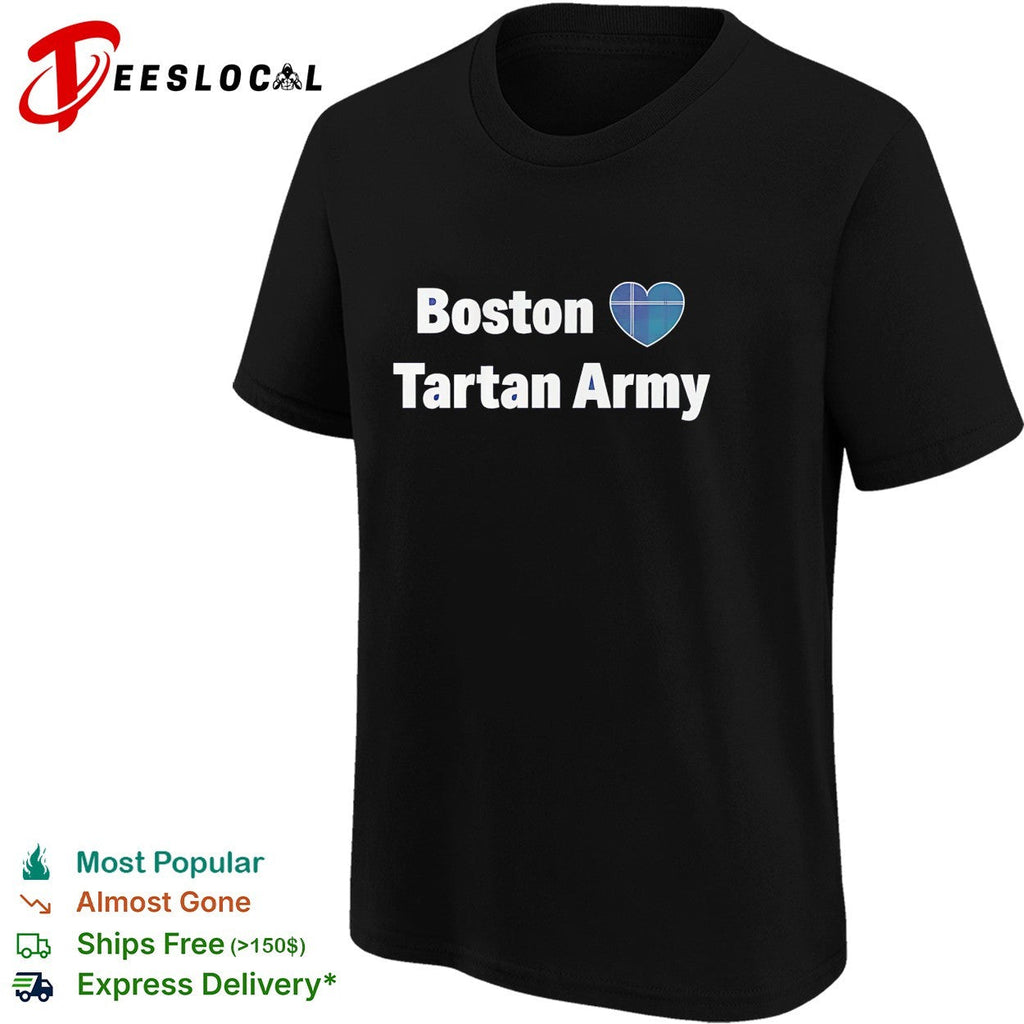 Boston heart Tartan Army Scotland national football team shirt Unisex
