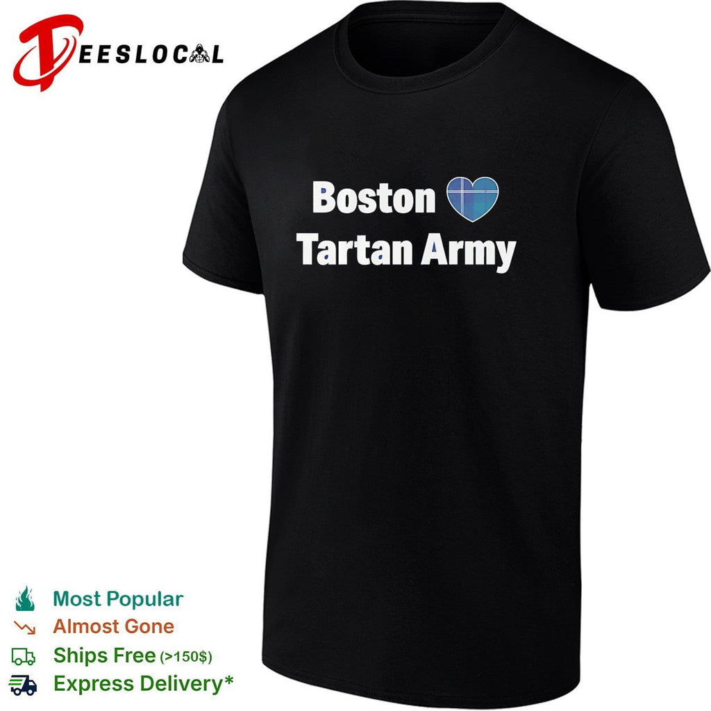 Boston heart Tartan Army Scotland national football team shirt Unisex
