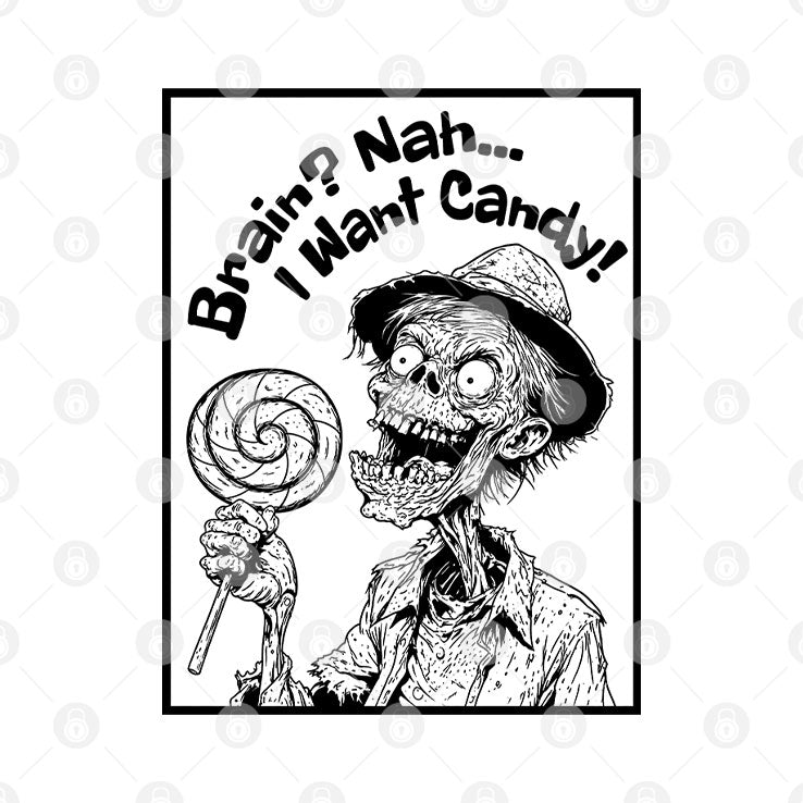 Brain Nah I Want Candy Ghost Halloween Shirt