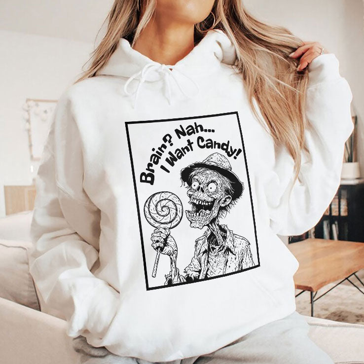 Brain Nah I Want Candy Ghost Halloween Shirt