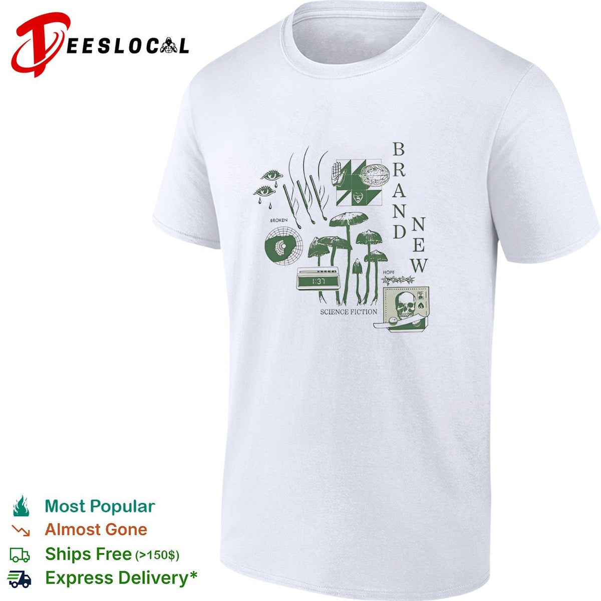 Brand New Science Fiction album eyes and mushrooms collage shirt Unisex