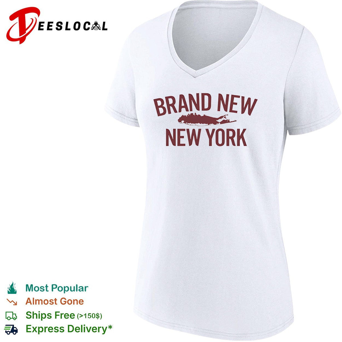 Brand New band New York fish silhouette typography shirt Unisex