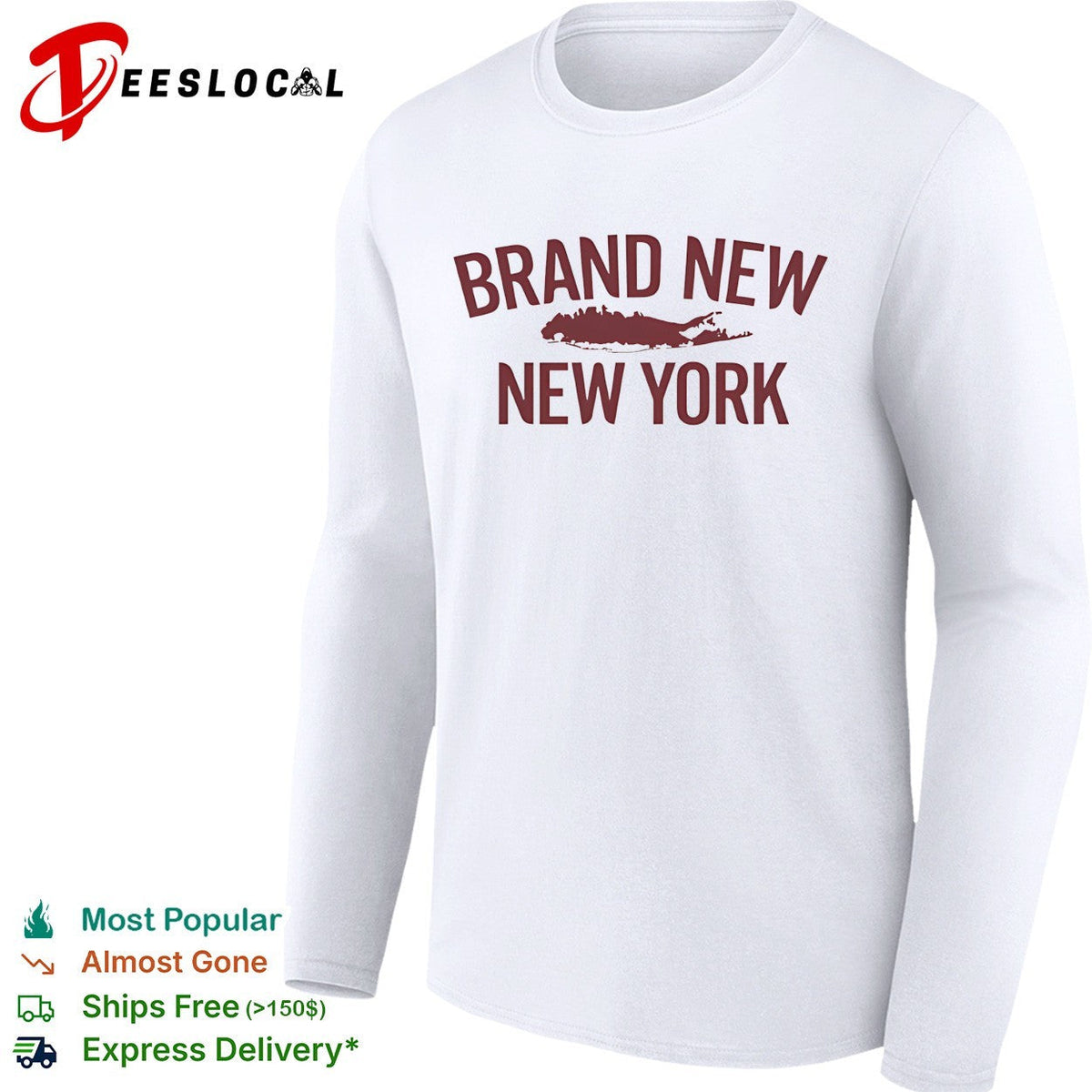 Brand New band New York fish silhouette typography shirt Unisex