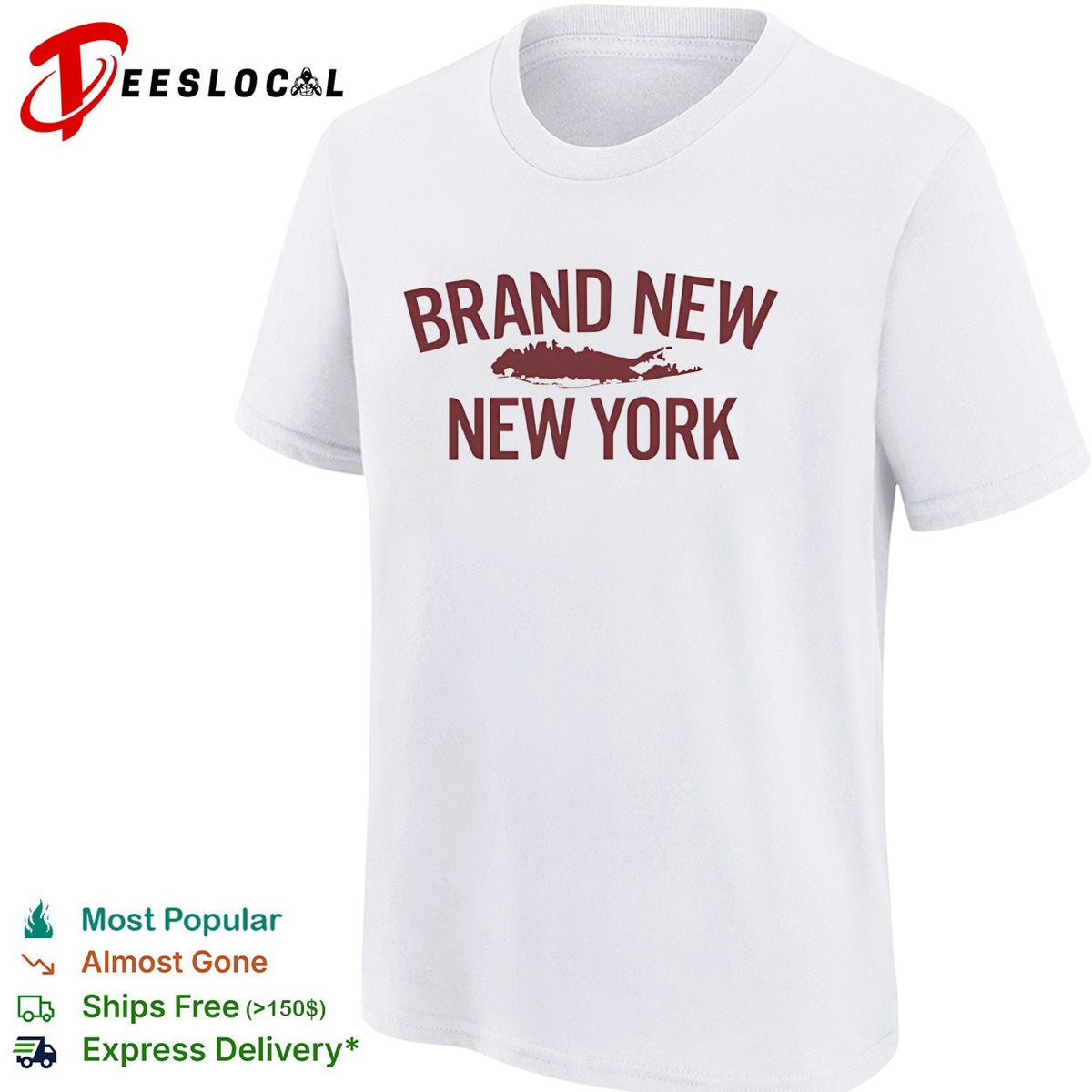 Brand New band New York fish silhouette typography shirt Unisex