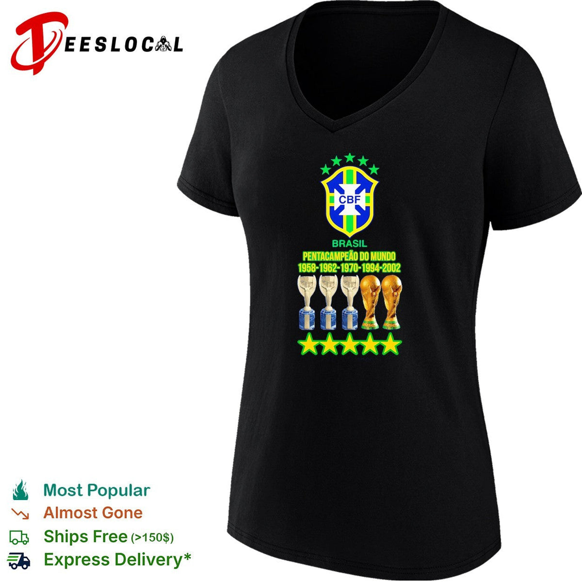 Brasil Pentacampeao do Mundo 1958 1962 1970 1994 2002 CBF World Cup team Brazil shirt Unisex