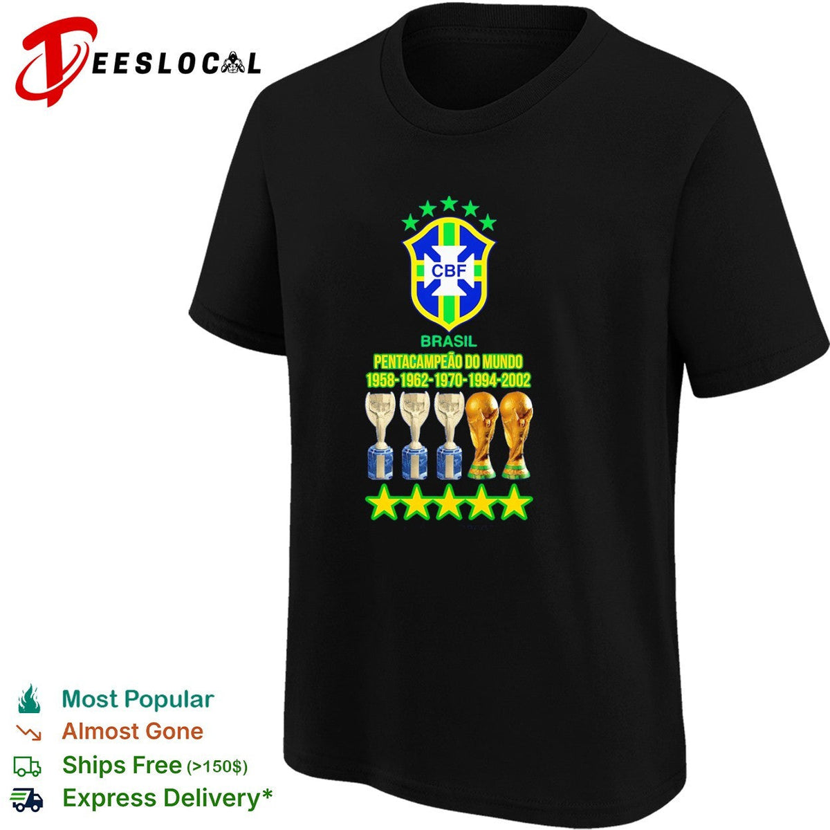 Brasil Pentacampeao do Mundo 1958 1962 1970 1994 2002 CBF World Cup team Brazil shirt Unisex