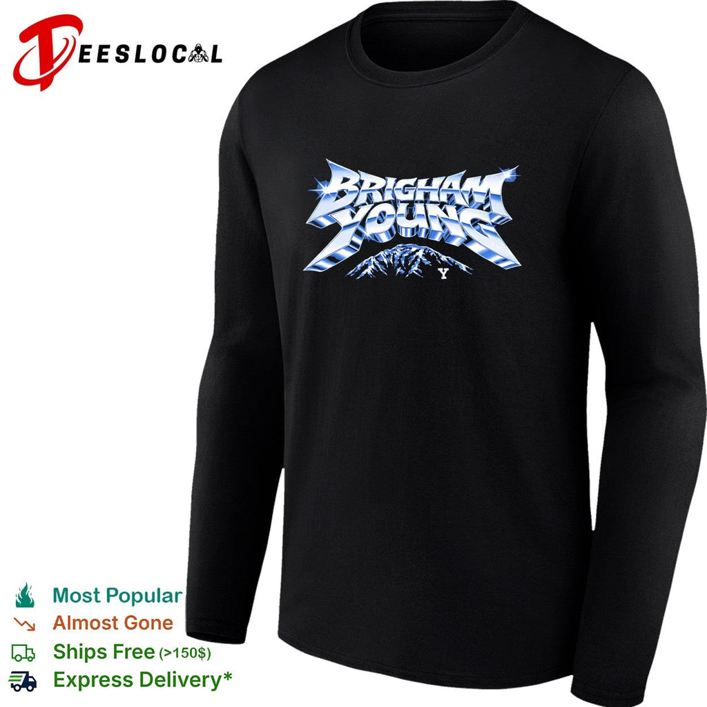 Brigham Young University BYU Mountain Logo Retro 80s Metal Heavy Font graphic shirt Unisex