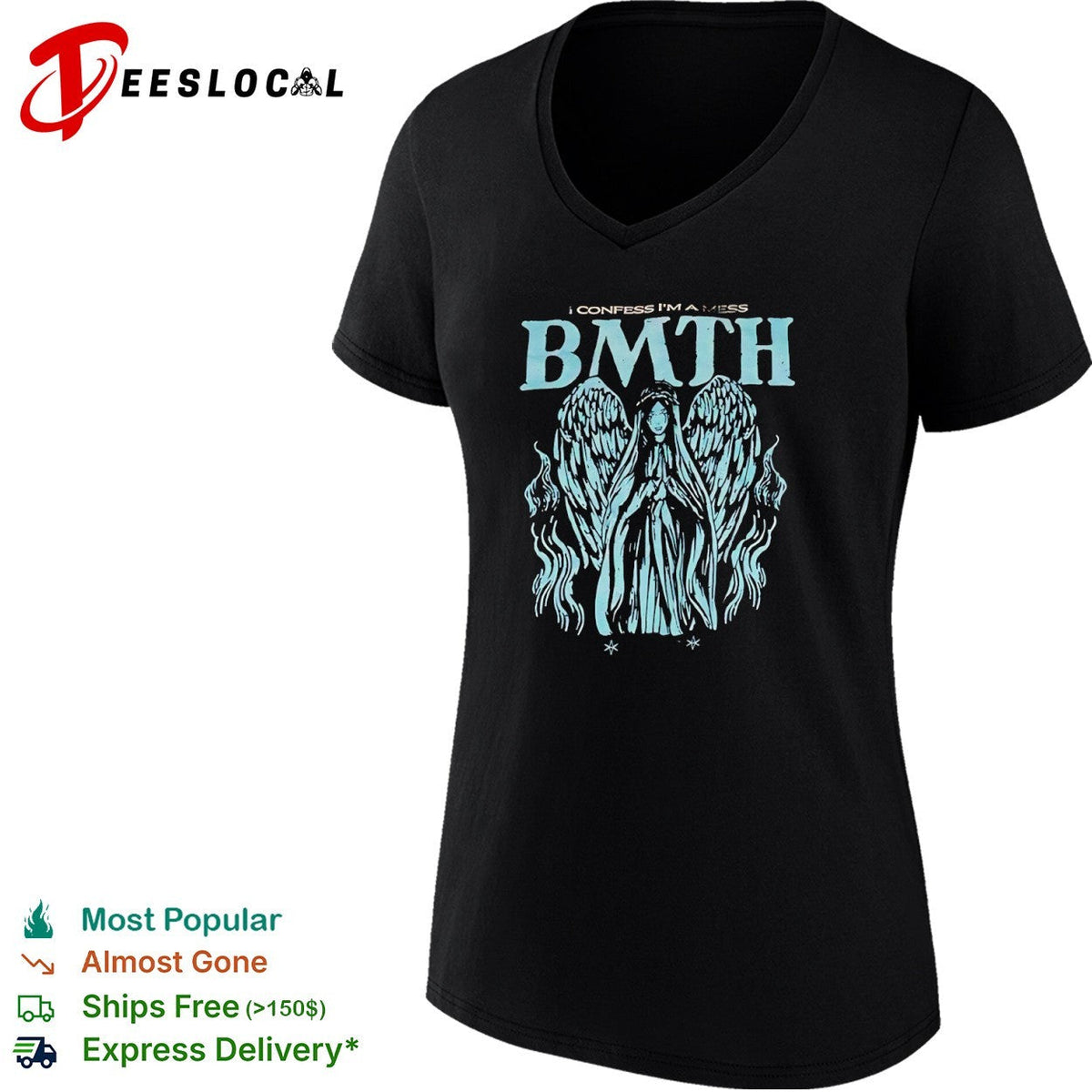 Bring Me The Horizon I confess Im a mess Angel Wings Alternative Metal Band shirt Unisex