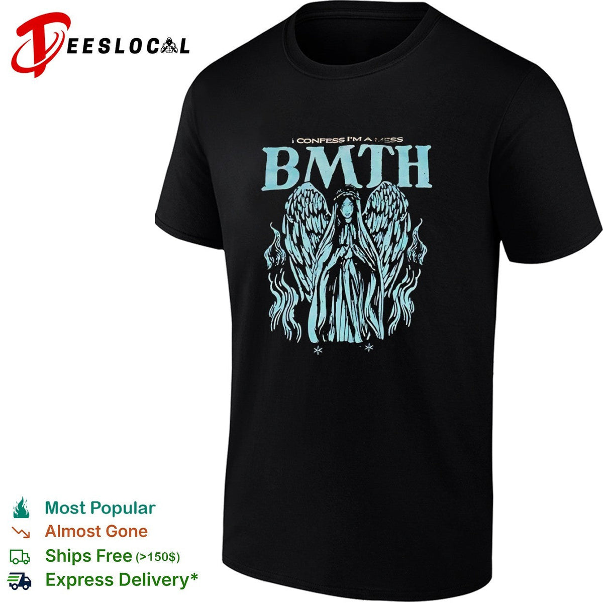 Bring Me The Horizon I confess Im a mess Angel Wings Alternative Metal Band shirt Unisex