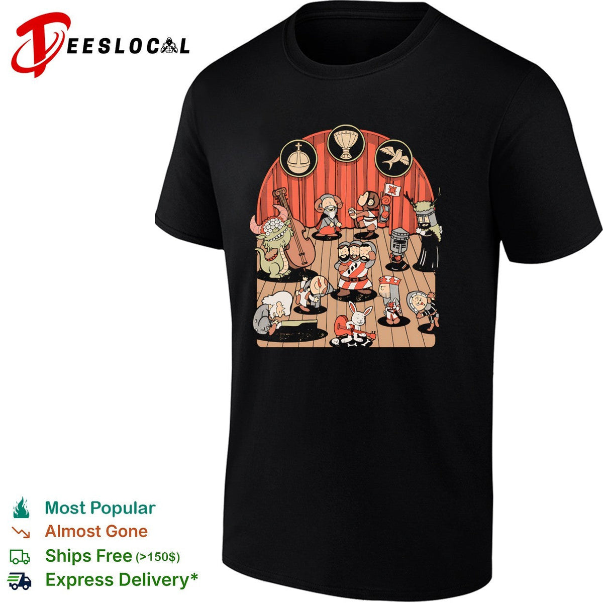British Comedy Dance Monty Python and the Holy Grail in the style of Peanuts shirt Unisex