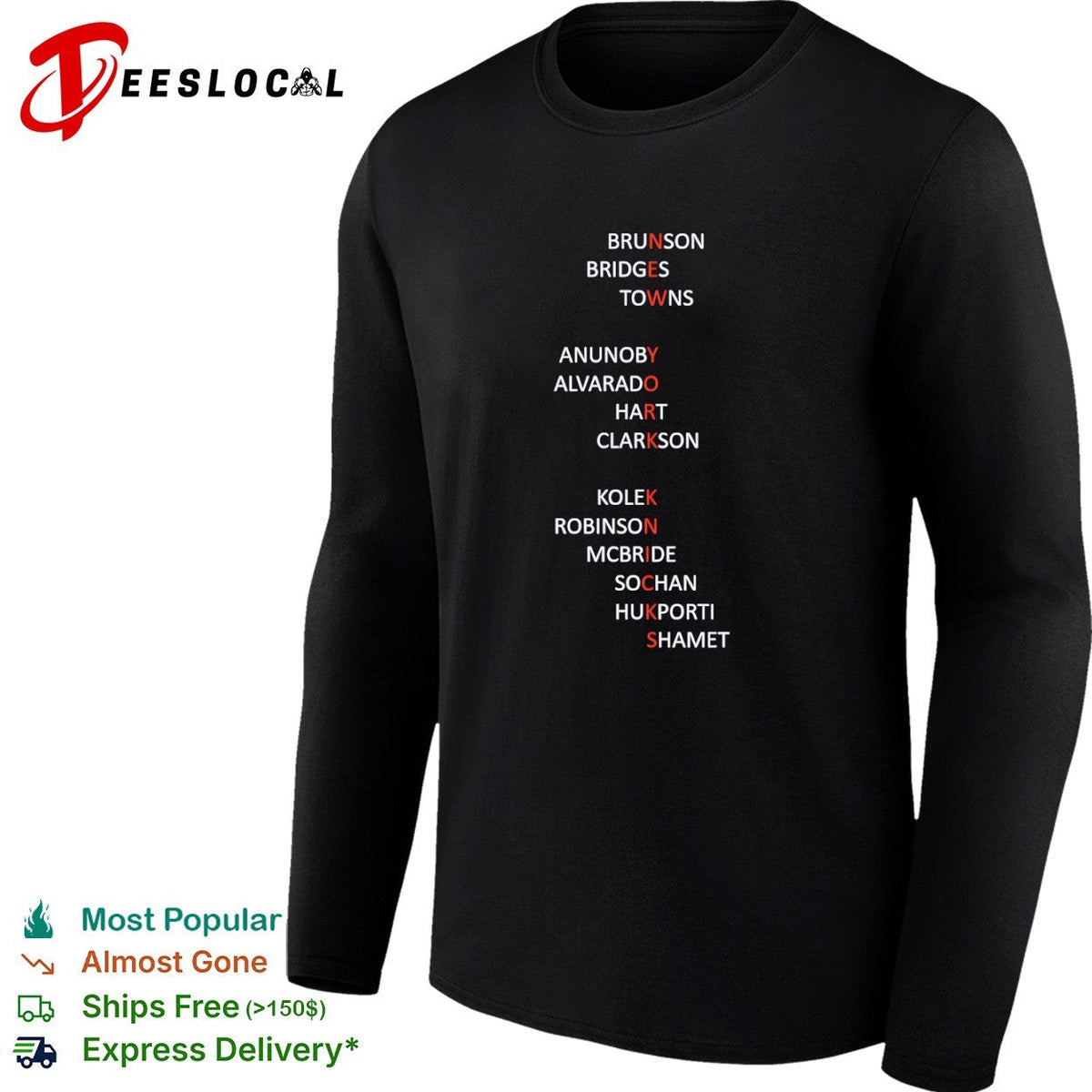 Brunson Bridges Towns Anunoby Alvarado Hart Clarkson Kole Robinson Mcbride Knicks shirt Unisex